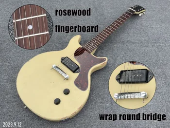 Електрическа китара Rosewood Fingerboard Cream Color Paint Relic Work Aged Chrome Parts Wrap Round Tail