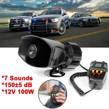 100W 12V автомобилна аларма 5 звук силен полицейски пожар рог сирена PA високоговорител MIC система аларма микрофон система комплект