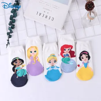 Disney принцеса чорапи за момичета Снежанка Ариел жасмин есенен памук дишаща детски чорапи Kawaii сладки момичета детски чорапи