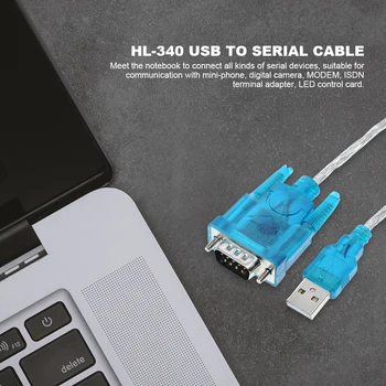 HL-340 USB към RS232 COM порт сериен PDA 9 пинов DB9 кабелен адаптер USB към 9-пинов сериен кабел Поддръжка за Windows7 64-бит