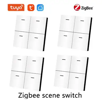 Tuya Zigbee Интелигентен превключвател на сцената 4 Gang 12 сцена превключвател бутон контролер домашна автоматизация сценарий превключвател за интелигентен живот