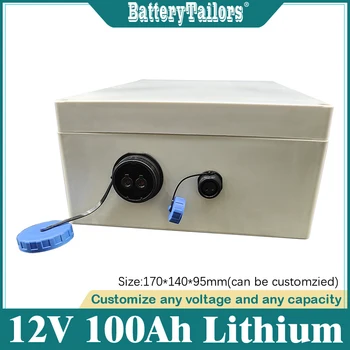  Висококачествен IP67 водоустойчив 12V 100Ah литиева батерия литиево-йонна липопреносима ABS кутия Външна батерия за ксенонова лампа + зарядно устройство