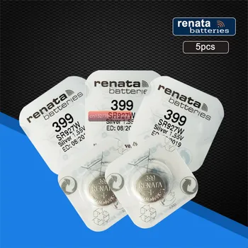 5pack RENATA Swiss 399 SR927W 1.55V За часовник Сребърни батерии за часовници