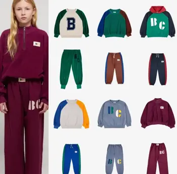 2023 Есен/Зима BC Нов продукт Ins стил Colorblock плюшени детски пуловер тиган Популярни харесвания т с Детски комплект2-16възрастова група