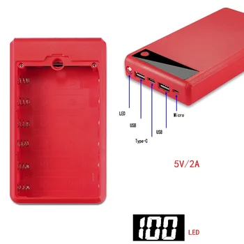  DIY 6 * 18650 Захранване Зареждане банка случай външен 5V 2A батерия кутия за съхранение Shell Micro USB тип C за зареждане на мобилни телефони Portable
