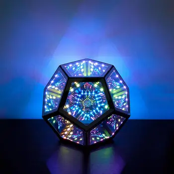 Dodecahedron Gaming Light, Cool RGBW Led Desk Table Lamp Light for Bedroom Gaming Room Decor, Unique Colorful Mood Changing Ambi