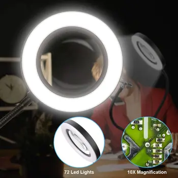 2021 Осветление лупа USB 72 LED настолна лампа за поялник ремонт / грижа за кожата красота инструмент с 3 режима димиране