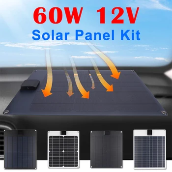 60W 12V слънчев панел зарядно устройство USB QC3.0 бързо зареждане с алигатор клип водоустойчиви слънчеви клетки мощност банка за кола