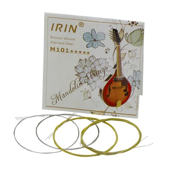 IRIN M101 Пълен комплект мандолинни струни, бронзова рана, неръждаема стомана, сребро & Gloden цвят (.010-.034) Струни за китара & аксесоари