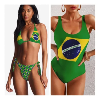 Жена Момиче Бразилия Флаг Чар Бански Секси Бикини 2023 Бански Бикини Комплект