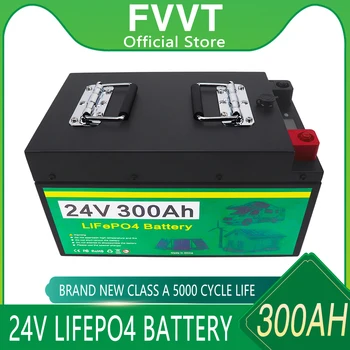 24V 300Ah 200Ah LifePo4 батерия Вградена BMS литиево-железен фосфат акумулаторна клетка 5000 цикъла за RV кемпери Голф количка слънчева