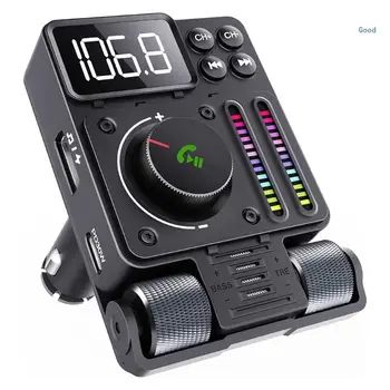 Car Wireless FM трансмитер Bluetooth-съвместим PD30W-QC3.0 Бързо зареждане Изключителен Treble Bass Knob шумопотискане