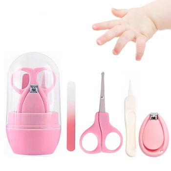 Комплект за грижа за ноктите за многократна употреба 4PCS сладък преносим новородено бебе деца твърди нокти машинка за нокти Пила за ноктиКомплект аксесоари за здравеопазване Грижа за ноктите