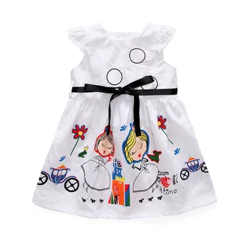 Лятно детско облекло Гореща продажба Ins Нов цифров печат Памучна принцеса рокля Карикатура модел Корейска детска рокля