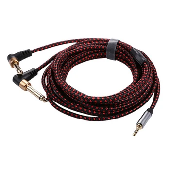  аудио кабел 3.5 мм до двоен 6.35 мм aux кабел 6.35 жак до 3.5 за компютърен миксер усилвател кабел