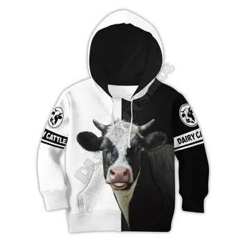 Фермер Млечен добитък 3D отпечатани качулки Детски пуловер суитчър анцуг яке T ризи момче момиче смешно животински дрехи 01