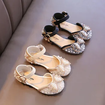 Момичета кристал обувки кристал апартаменти корейски принцеса Bow-възел рокля обувки сладък за парти шик пръсти капачка детски обувки мода