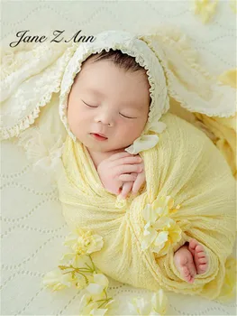 Lace White Rabbit Hat Newborn Photo Warm Style Baby Photography Clothing Theme Photo Prop