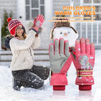 Детски ръкавици зимни бебешки ръкавици плетени водоустойчива сноуборд ръкавица карикатура термични ски ръкавица дишаща за алпинизъм пътуване