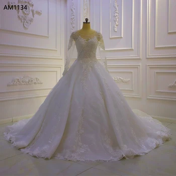 AM1134 дантелена сватбена рокля с дълъг ръкав