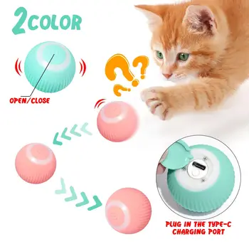 Smart Electric Cat Ball Toys Automatic Rolling Cat Toys for Cats Training Self-moving Kitten Toys for Indoor Interactive Playing