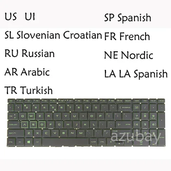 Зелена клавиатура с подсветка за HP NSK-XNXBC 9Z. NEZBC. X1F PK132K81D21 9Z. NEZBC. X0A PK132K81D03 9Z. NEZBC. X0E PK132K81D1 САЩ RU SL TR AR