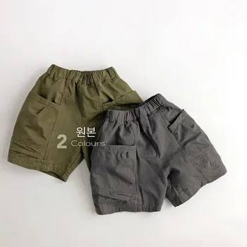 Детски гащеризони Корейска версия на новото лято пет четвърт панталони на момчето тънки бебешки стил ежедневни шорти всички носят навън