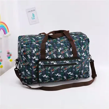 Snoopy карикатура чанта сгъваема чанта за пътуване с голям капацитет чанта за багаж на рамото може да бъде поставена в чантата за съхранение на количката