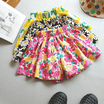 Летни флорални печатни шорти за момичета Pantskirt Kids Tutu шорти Свободни панталони за крака Момичета Pleated Culotte Детски дрехи