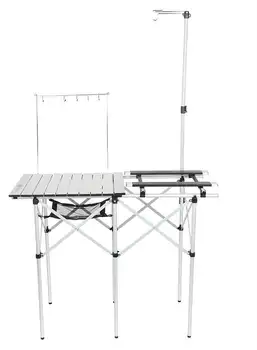 Сгъваема масаOzark Trail Folding Camp Kitchen Table, 41 инча x 18 инча с регулируема платформа за печки