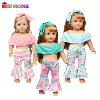 18 инчови американски дрехи за кукли 3 броя / комплект дрехи BowKnot фиба за 43 новородено бебе кукла за подарък красиво момиче