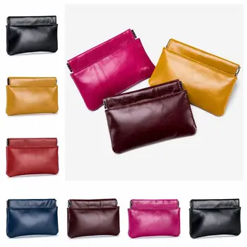 PU кожа PU листа пролетта чанта преносим козметична чанта монета чанта самозатваряща се чанта за съхранение плътен цвят монета чанта на открито