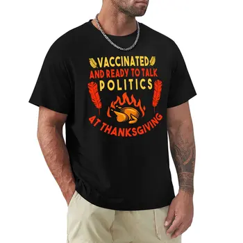 Ваксинирани и готови да говорят Политика на Деня на благодарността Тениска момчета бели момчета животински печат смешни тениски за мъже