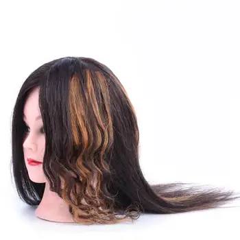 черно кафяв хибридна глава 100% човешка коса кукла мухъл преподаване главата модел Перм боядисване кърлинг коса рязане грим аксесоари за коса