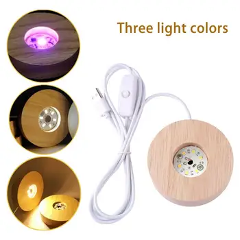  надеждна нощна светлина лек дисплей лампа притежателя 3 цвята осветление DIY дърво лампа база