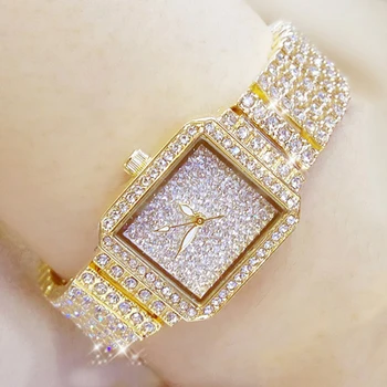 2022 Нови дами Кристален часовник Жени Кристал Часовници Lady Diamond каменна рокля Часовник Гривна от неръждаема стомана Ръчен часовник