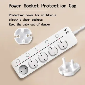 5 бр. Стандарт на САЩ и ЕС Предотвратяване на детски електрически шок Защита на гнездото за захранване Капак 2-Hole Socket Предпазен защитен капак
