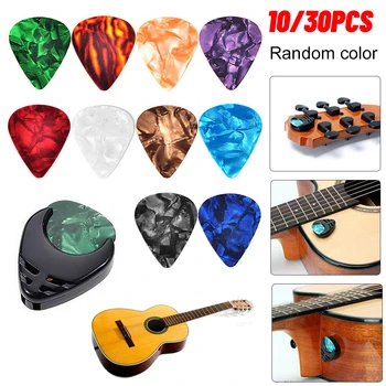 10/30Pcs Guitar Picks&Guitar Pick Holder Set For Acoustic Guitar Electric Guitar Bass Ukulele Stick-on Holder Guitar Accessories