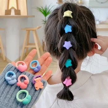10Pcs/Set Прекрасен цветни ленти за коса фиба за момичета найлон деца бонбони цвят еластична гумена лента Scrunchie аксесоари за коса