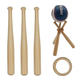 Дървен държач за бейзбол с мини бейзболни бухалки и дървени кръгове Показване на бейзболни централи за фенове на бейзболни играчи