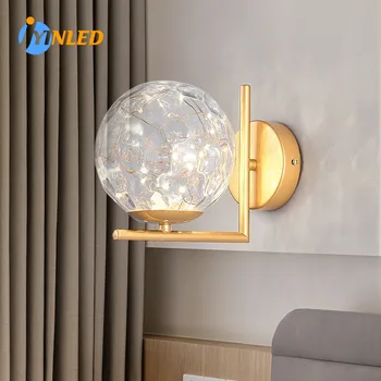 Модерна светодиодна светлина злато стъклена топка стена лампа хол баня спалня нощно легло вход веранда вътрешно осветление декорация лампа