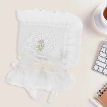 Наръчник Дневник Fabric защитно покритие бяла дантела флорални (квадрат + каишка) декор случай