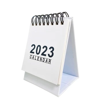 10Pcs Мини настолен календар 2023 продължава от сега до декември 2023 г. Настолен календар Творческа простота Настолни календари за подаръци Бяло