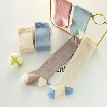 3 чифта зимни пенирани памучни бебешки чорапи Дълга тръба коляното дължина обезкостени бебешки чорапи новородено хлабава уста топли детски чорапи