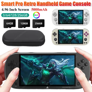 Smart Pro Ретро ръчна игрова конзола 4.96 инчов екран Linux конзола за видео игри 5000mAh RGB двоен джойстик Детски подаръци