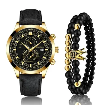 Нови мъжки часовници Луксозен комплект гривна Мода Бизнес кварцови ръчни часовници Мъжки бизнес ежедневни часовници за мъже Подарък Reloj Hombre
