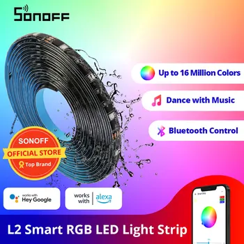 SONOFF L2 Интелигентна LED светлинна лента RGB Bluetooth-съвместима eWelink APP Voice Conrtol работи с Alexa водоустойчив танц с музика