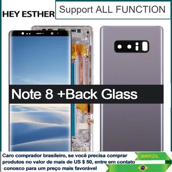 AMOLED LCD екран за Samsung Note 8, сензорен екран със задно стъкло, 6.3 инча, sm-n950f, sm-n950u