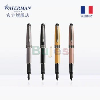Waterman Expert Fountain Pen, метален черен лак с рутениев тапицерия, фин PVD покритие от неръждаема стомана, подаръчна кутия