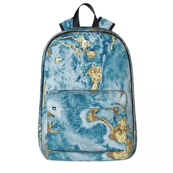 Среднощни сини и златни метални мраморни раници Момчета момичета Bookbag Водоустойчиви детски училищни чанти Преносимост Travel раница